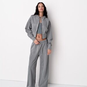 Zara Gray Cropped Hoodie